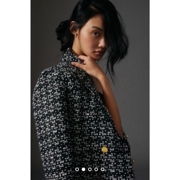 Anthropologie x Maeve Double-Breasted Tweed Jacket Size L - Picture 2 of 11
